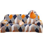 Housse de canap� extensible - vetobiol - 3 places - g�om�trie orange - �lasthanne polyester - r�sistant ...