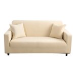 Housses de canapé et fauteuil - funmoon - 3 places - beige - synthétique - lavable Housses de canapé et fauteuil - funmoon - 3 places - beige - synthétique - lavable