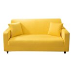 Housses de canap� et fauteuil - funmoon - 3 places - jaune - synth�tique - lavable