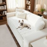 Housse de canap� en flanelle - vetobiol - 70x150 cm - cr�me - blanc - lavable en machine - antid�rapant ...