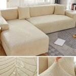 Housse de canap� - jacquard �pais - beige - canap� 3 places - housse int�grale gaufr�e anti - poussi�re ...