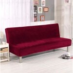 Housse de canap - lit elastique sans accoudoirs housse de clic clac couverture de couleur solide rouge ...
