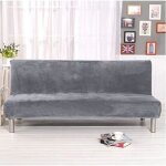 Housse de canap - lit elastique sans accoudoirs housse de clic clac couverture de couleur solide taille ...