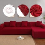 Housse de canap rouge 3 + 2 places en l dangle de en polyester protection pour douce luxueuse