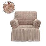 Housse de canap�1 place extensible avec accoudoirs housse de fauteuil protecteur de canap� avec jupe ...
