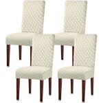 Housse de chaise 4 pices extensible amovible lavable housse pour chaise salle  manger beige