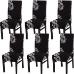 Housses de chaises - ensemble de 6 - extensibles - infroissables - motif ailes noir