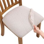 Housse de chaise - fuloon - 6 pcs - extensible en jacquard - amovible - lavable - beige Housse de chaise - fuloon - 6 pcs - extensible en jacquard - amovible - lavable - beige