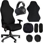 Housse de chaise de gaming extensible - suteo - noir - style racing - r�sistant aux rayures - doux - ...