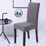 Housse de chaise gris 4 pi�ces stretch couverture de chaise extensible housse d�cor pour chaise haute ...