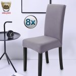 Housse de chaise gris 8 pi�ces stretch couverture de chaise extensible housse d�cor pour chaise haute ...