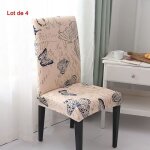 Housse de chaise - leoclotho - lot de 4 - beige - extensible - anti - rides