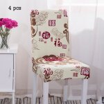 Housse de chaise - leoclotho - 4 pices - lastique - moderne - beige rouge - 45x45x60cm