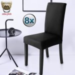 Housse de chaise noir 8 pi�ces stretch couverture de chaise extensible housse d�cor pour chaise haute ...