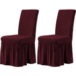 Housse de chaise de salle  manger extensible universelle avec jupe protecteur de meubles amovible lavable ...