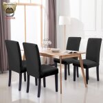 Housses de chaises de salle a manger noir 4 pices extensibles stretch - housse moderne housse dcor ...