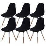 Housse de chaise - hautstore - extensible - 6 pices - noir - scandinave moderne