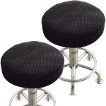 Housse de chaise - housse de tabouret - noir - tissu extensible - 2 pi�ces - rond
