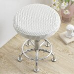 Housse de chaise stretch - housse de tabouret rond - blanc - 2 pi�ces - tissu extensible