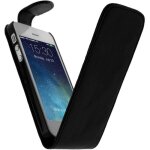 Housse � clapet - avizar - iphone se 5 et 5s - simili - cuir - noir - aimant�e