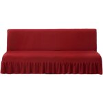 Housse clic clac avec jupe couleur unie sans accoudoirs 1 - 3 places rouge 190 - 220 cm .