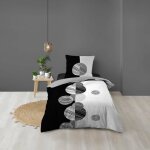 Housse de couette 1 personne 140 x 200 cm + 1 taie ? 100 % coton 57 fils ? stormi noir & blanc
