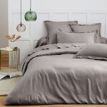 Housse de couette 100% satin de coton peigné / 80 fils / cm² - gris - housse de couette 140 x 200 cm Housse de couette 100% satin de coton peigné / 80 fils / cm² - gris - housse de couette 140 x 200 cm