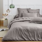 Housse de couette 100% satin de coton peigné / 80 fils / cm² - gris - housse de couette 260 x 240 cm Housse de couette 100% satin de coton peigné / 80 fils / cm² - gris - housse de couette 260 x 240 cm