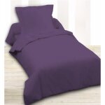 Housse de couette 140 x 200 unie prune 100% coton / 57 fils / cm2 Housse de couette 140 x 200 unie prune 100% coton / 57 fils / cm2