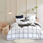 Housse de couette - parure de lit - noir et blanc - 140x200 cm - microfibre - hypoallergnique