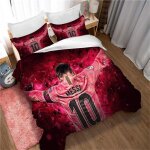Parure de couette lionel messi - microfibre premium - fermeture clair cache - rouge - fantaisie