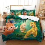 Housse de couette - 140x200cm - le roi lion avec 2 taies doreiller parure de lit 3 pi�ces 3d anime characters[ ...