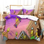 Housse de couette - 140x200cm - simpson avec 2 taies doreiller parure de lit 3 pi�ces 3d anime characters[y20] ...