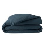 Housse de couette 2 personnes 240 x 220 cm percale de coton 78 fils bleu nuit