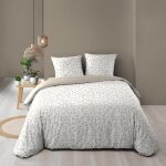 Housse de couette 260 x 240 cm violette naturel - 100% coton 57 fils + 2 taies (queen / king)