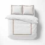 Housse de couette + 2 taies - lauraline - 220 x 240 cm - 95% coton - 5% lin - blanc
