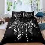 Housse de couette - attrape - rves - noir - microfibre - fermeture clair cache