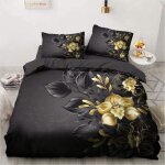 Housse de couette fleur dor de luxe - microfibre premium - fermeture éclair - 200x200 cm - 2 taies doreiller ... Housse de couette fleur dor de luxe - microfibre premium - fermeture éclair - 200x200 cm - 2 taies doreiller ...
