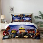 Housse de couette 200x200 cm parure de lit en microfibre 1 personnes avec fermeture �clair 2 taies doreiller ...