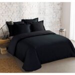 Housse de couette - 100 % coton - 220 x 240 cm - noir - tissage trs serr - lavable  40c