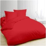 Housse de couette 220 x 240 cm uni - 100 % pur coton très doux 57 fils / cm2 - rouge Housse de couette 220 x 240 cm uni - 100 % pur coton très doux 57 fils / cm2 - rouge