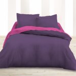 Housse de couette 220 x 240 unie prune 100% coton / 57 fils / cm2 Housse de couette 220 x 240 unie prune 100% coton / 57 fils / cm2
