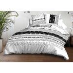 Housse de couette 220x240 + 2 taies - microfibre douce et rsistante - entretien facile - graphic
