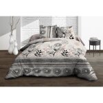 Housse de couette 220x240 + 2 taies - pur coton 57 fils - stevia
