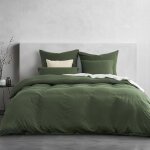 Housse de couette 220x240 adulte vert aeetic ultra doux microfibre avec finition lavage 240x220 - 1 - ...