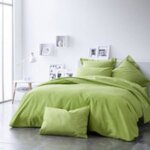 Housse de couette - bambou - 220x240 cm - verte - naturelle - lavable en machine