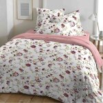 Parure de lit 3 pices - klothilde multico - housse de couette 220x240 - coton 51 fils - rouge - rose ...