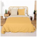 Housse de couette 220x240 cm - c�t� d�co - bicolore uni - jaune - 100% coton - 52 fils / cm�