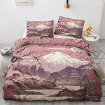 Housse de couette 220x240 fleurs de cerisier avec 2 taies doreiller 65x65 parure de lit imprime microfibre ...