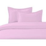 Housse de couette 220x240 rose pale + 2 taies + 1 drap housse 140x190 100% coton homerokk